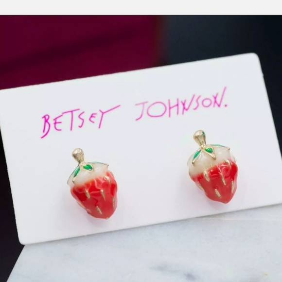 Gold-plated small strawberry earrings with silver post BOGO - Picture 12 of 15